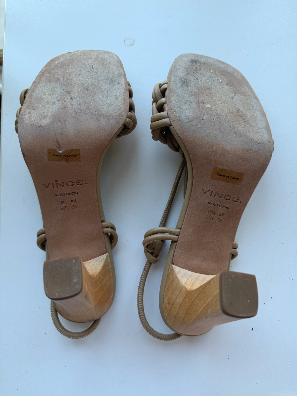 Vince Tan Braided Leather Slingback Heels - Picture 4 of 5